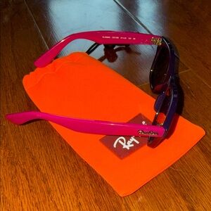 Ray-Ban Magenta Sunglasses with Neon Orange Pouch kids size